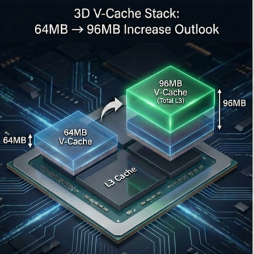3D V-Cache 64MB에서 96MB 확대 전망
